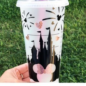 Disney castle with rose gold colors